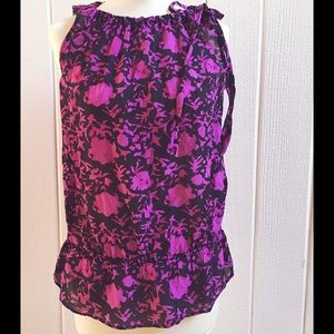Black & Purple Batik Sleeveless Blouse