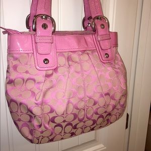 Large pink coach signature bag