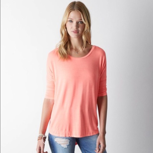 AEO Soft & Sexy Jegging T-Shirt in Neon Melon NEW