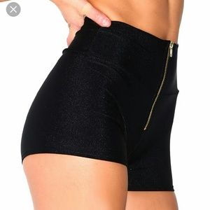 High waisted zipper shorts (black)