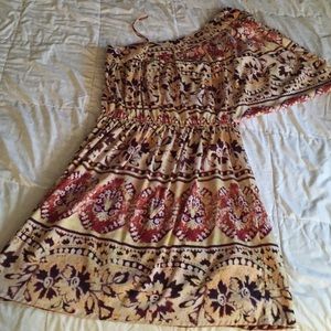 One Shoulder summer Dress Cinched at waist.