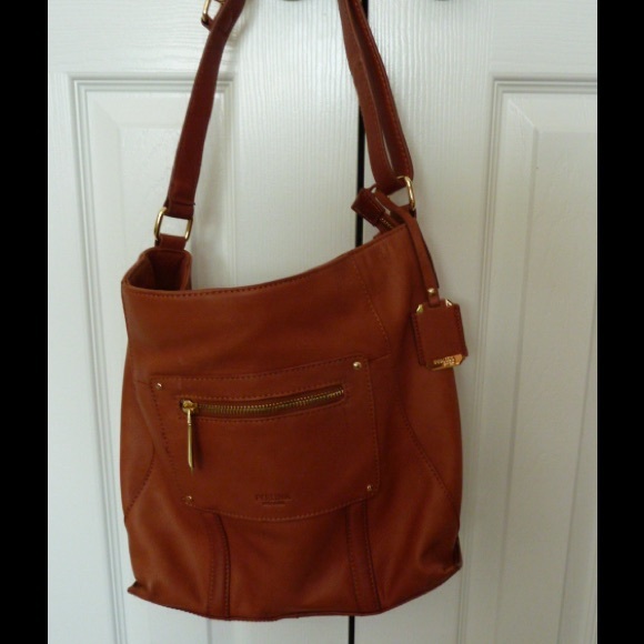Perlina caramel brown leather hobo /crossbody bag.