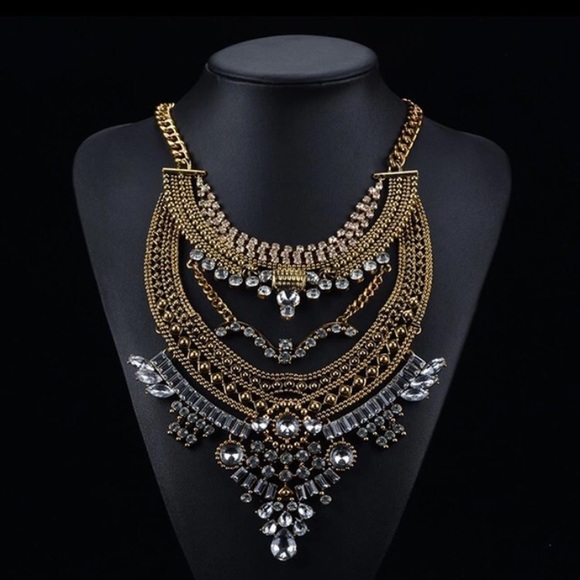 Statement Piece in Gold and Clear stones