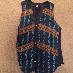 Embroidered boho button up by tiny size small