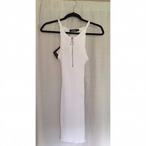 Ribbed white bodycon dress