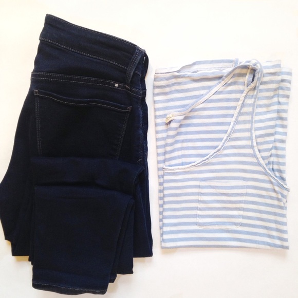Baby blue & white striped tank