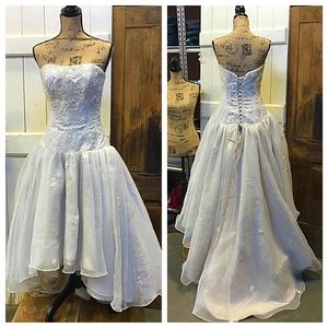 Drop Waist Beaded High Low Wedding Dress
