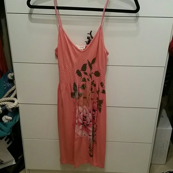 Coral stretchy tank dress