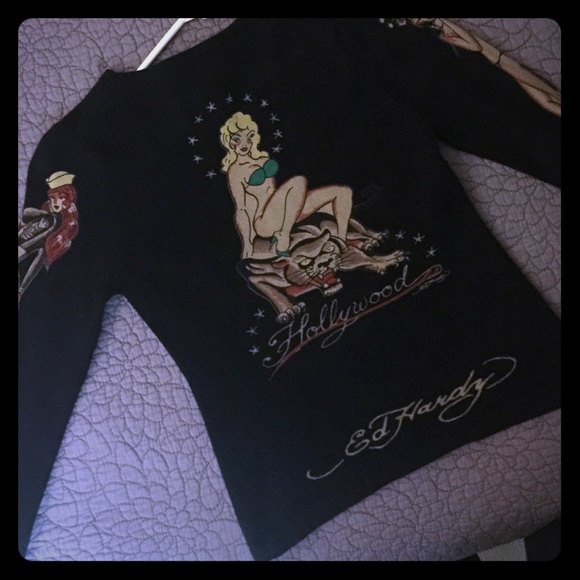 Ed Hardy black tattoo sweater