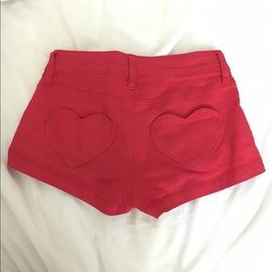 Red Heart Shaped Pockets Shorts