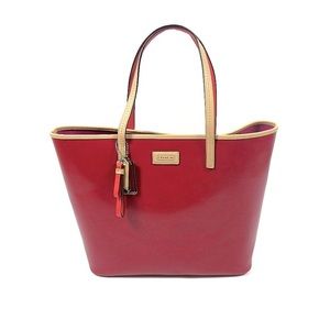 Coach Purse- red with tan trim...pink interior!