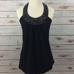 Pretty black beaded halter top