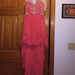 High - low coral dress