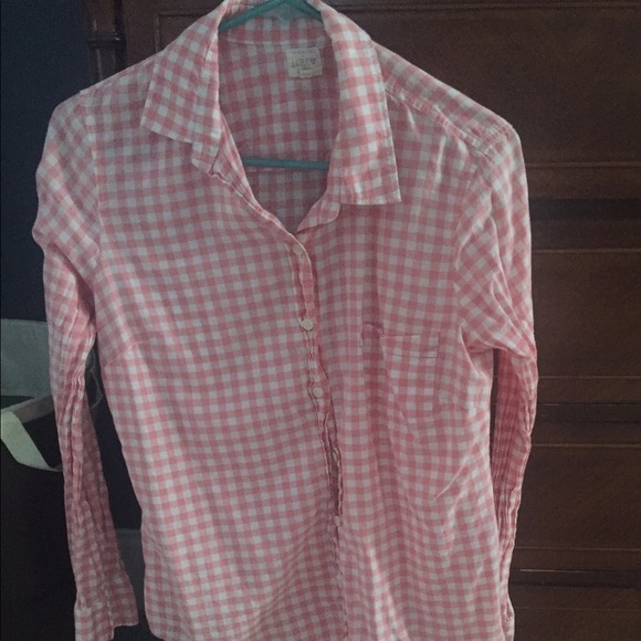 J. Crew button down pink gingham shirt