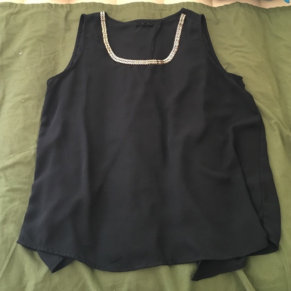 Black tank top with gold trim