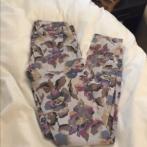 Floral print jeans