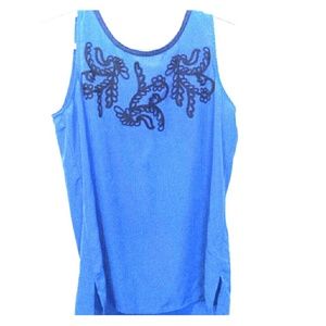 LOFT royal blue sleeveless top w/ black embroidery