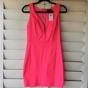 Hot pink bodycon mini dress