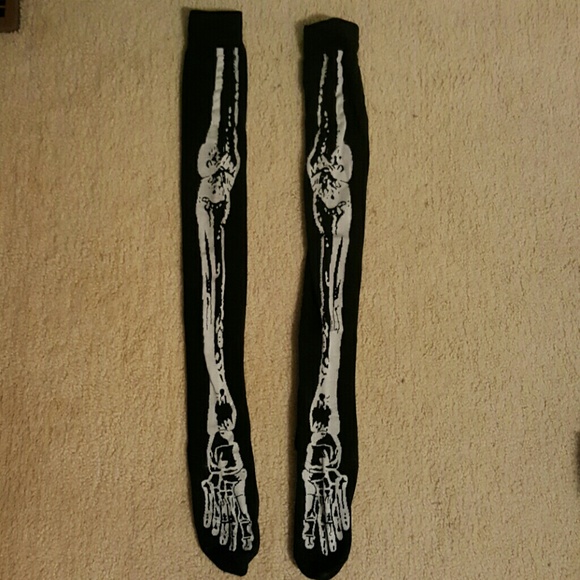 ✖BEING HELD✖Skeleton Thigh High Socks