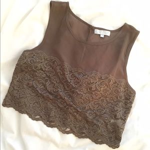 Lace tan crop top!