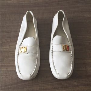Louis Vuitton white calfskin loafers