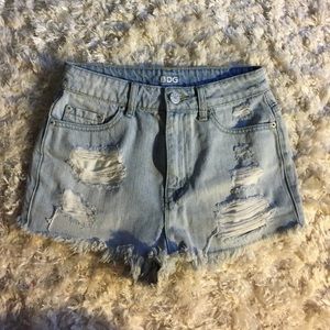 BDG super high rise cheeky jean shorts