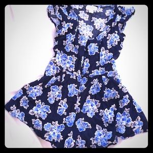 Floral blue romper!