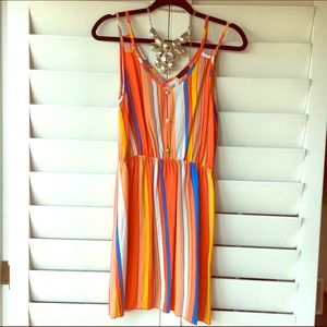 Juniors stripe double strap sun summer dress