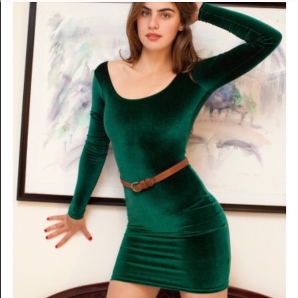 American apparel green velvet dress