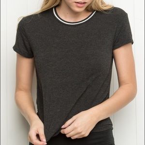 Brandy Melville adalyn grey top with white trim