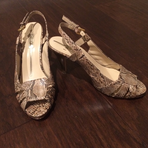 Versatile snake print heels.