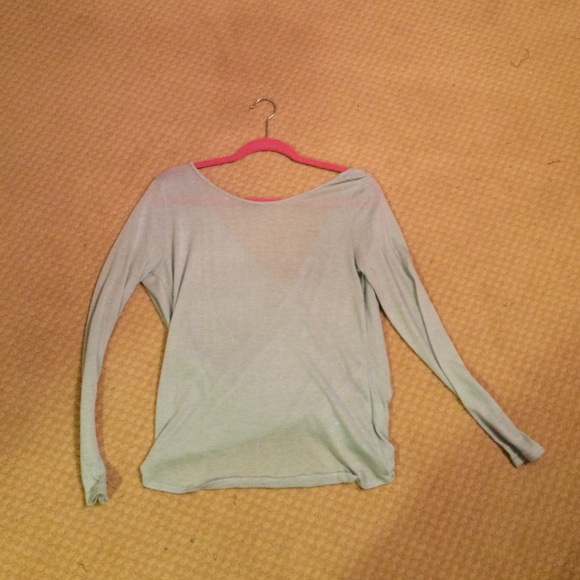 Mint long sleeve low back criss cross top