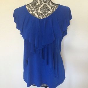 Blue Ruffle Blouse