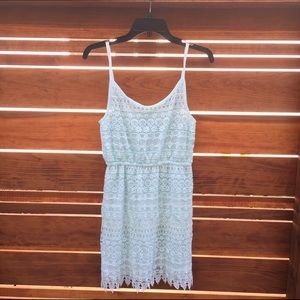 Lacey mint colored mini dress.