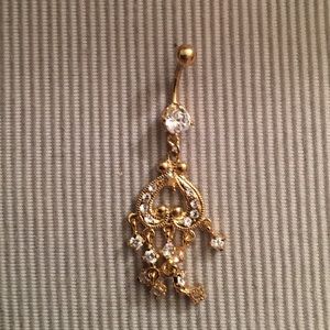 Gold dangle belly button ring