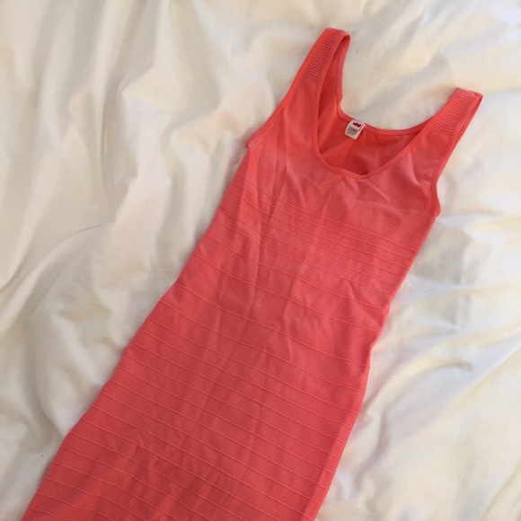 salmon dress with open hole back