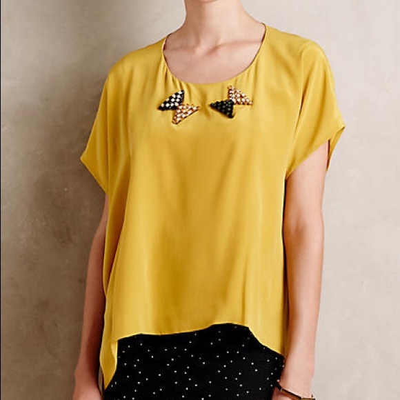 Anthropologie Tops - Anthropologie Silk Bow Tie Blouse