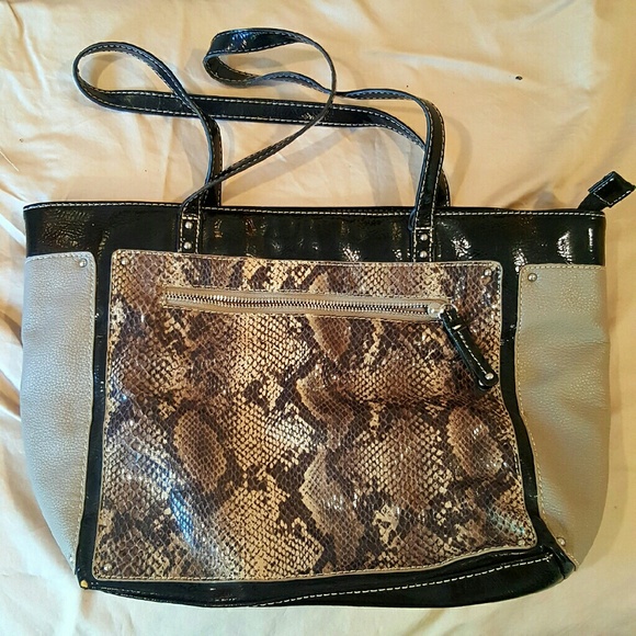 Large Njne West Faux Snakeskin Purse/Hobo Bag