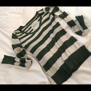 Green and tan striped sweater