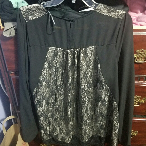 Black blouse with Lace Sleeves and Back
