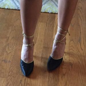 Vintage yves saint Laurent black satin heels