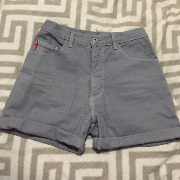High-waist denim shorts