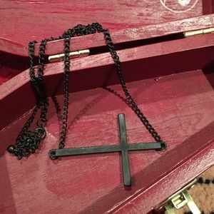 Matte Black Cross Necklace