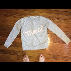 Nordstrom "merci" sweatshirt with silk detailing