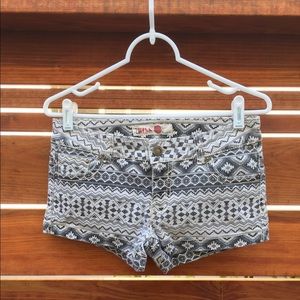 Tribal print shorts.