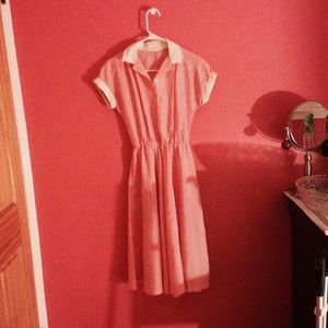 🌻[49] Pink & White Old Fashioned Gingham Dress