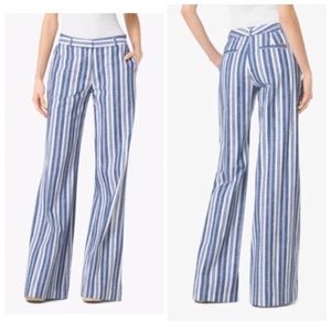 Wide linen striped pants