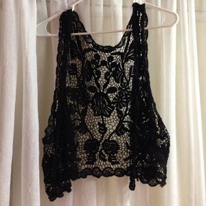 Black Crochet Vest