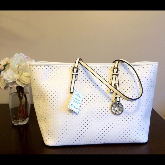 NWT Eralu white perforated tote