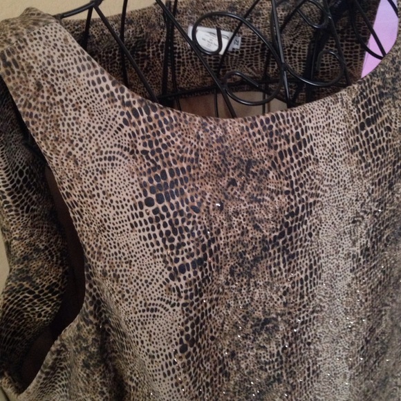 Animal Snakeskin Print Gold Shift Dress - Picture 2 of 4